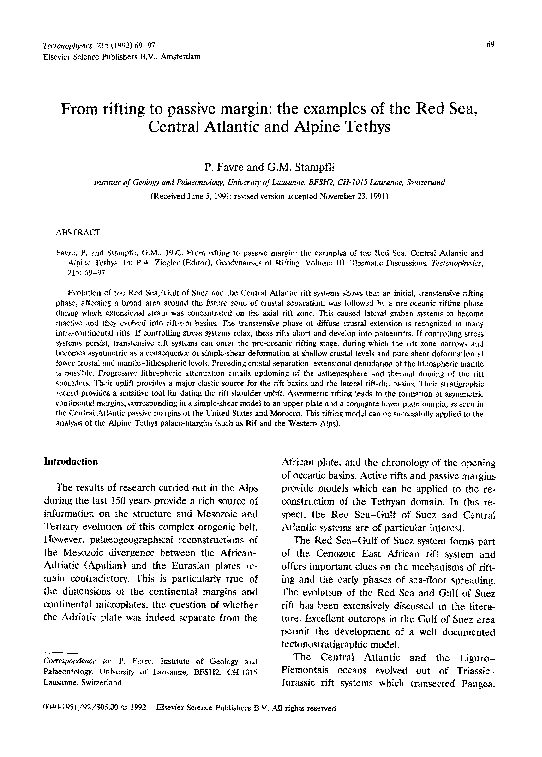  PDF From Rifting To Passive Margin The Examples Of The Red Sea Central Atlantic And Alpine 