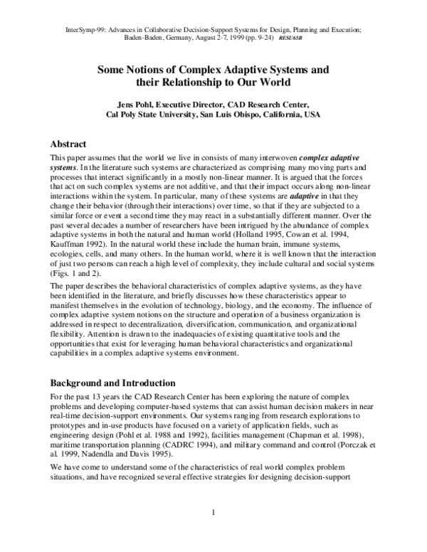 (PDF) Some Notions of Complex Adaptive Systems and their Relationship ...