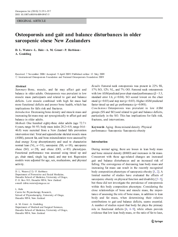 (PDF) Osteoporosis and gait and balance disturbances in older ...
