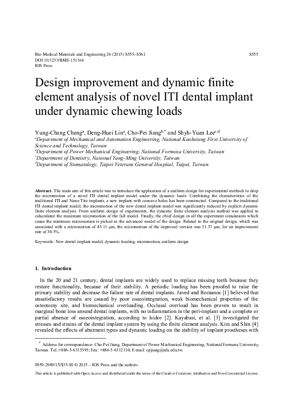 (PDF) Design improvement and dynamic finite element analysis of novel ...