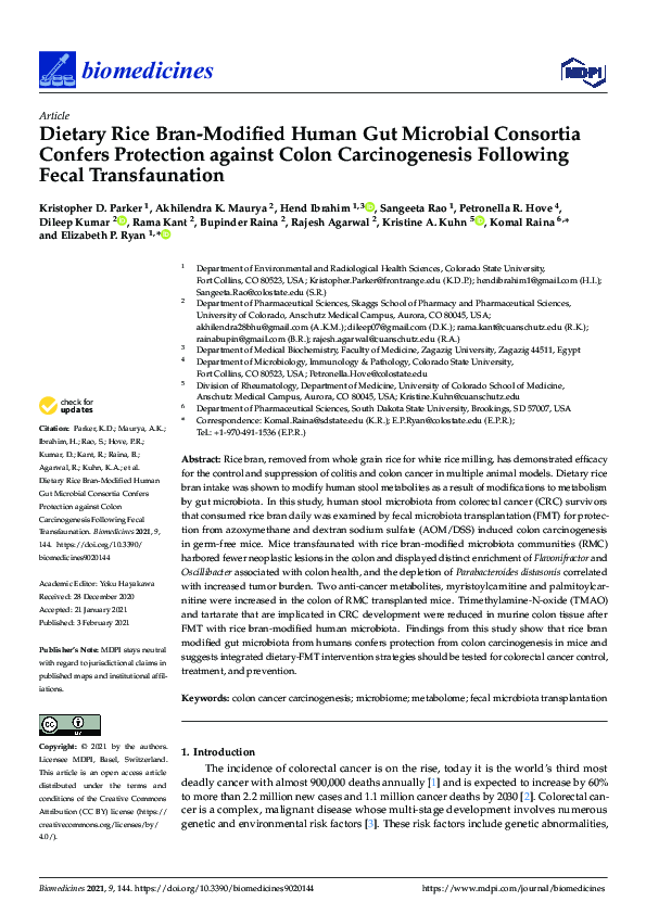 (PDF) Dietary Rice Bran-Modified Human Gut Microbial Consortia Confers ...
