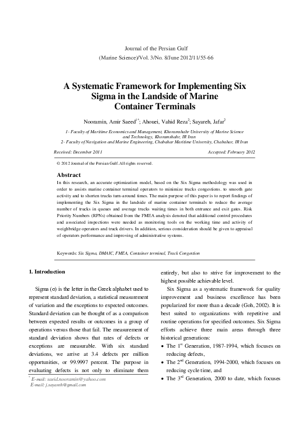 (PDF) A Systematic Framework for Implementing Six Sigma in the Landside ...