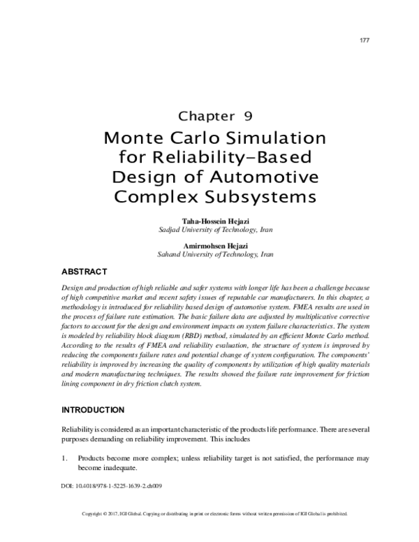 (PDF) Monte Carlo Simulation for Reliability-Based Design of Automotive ...