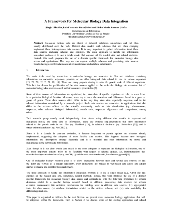 (PDF) A framework for molecular biology data integration