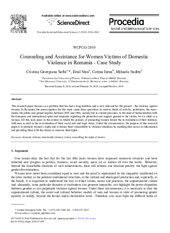 (PDF) Counseling and Assistance for Women Victims of Domestic Violence ...