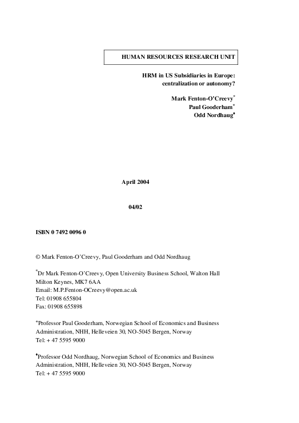 (PDF) Human Resources Research Unit