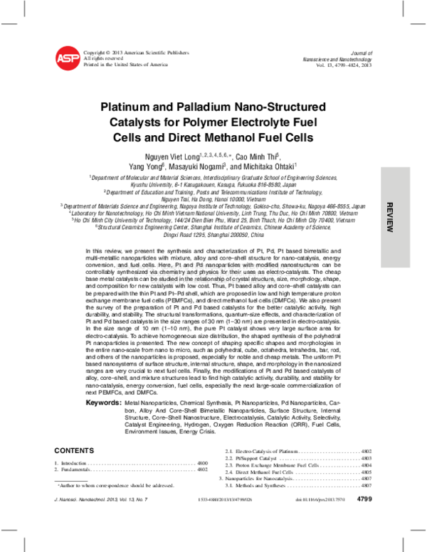 (PDF) Platinum and Palladium Nano-Structured Catalysts for Polymer ...