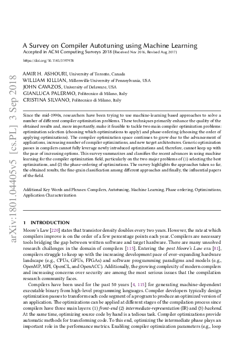 (PDF) A Survey on Compiler Autotuning using Machine Learning
