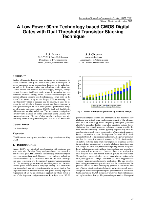 (PDF) A Low Power 90nm Technology based CMOS Digital Gates with Dual ...
