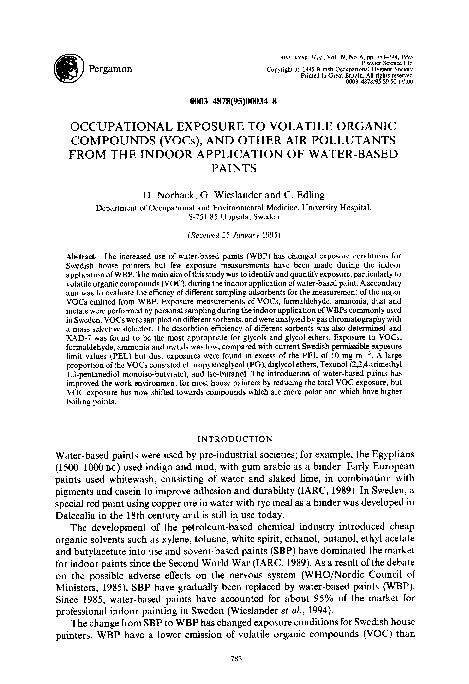(PDF) Occupational exposure to volatile organic compounds (VOCs), and ...