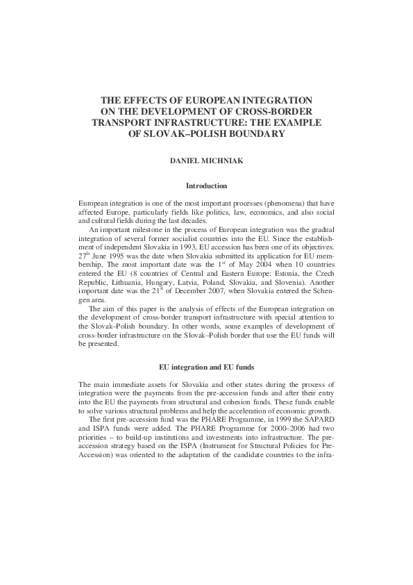 (PDF) The effects of European integration on the development of cross ...