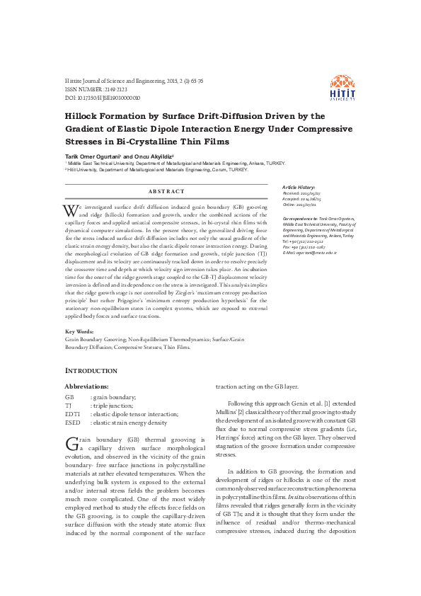 (PDF) Hillock formation by surface drift-diffusion driven by the ...