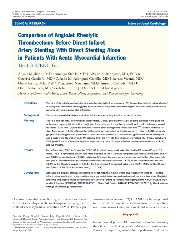 (PDF) Comparison of AngioJet Rheolytic Thrombectomy Before Direct ...
