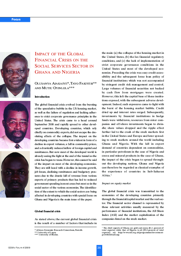 (PDF) Impact of the Global Financial Crisis on the Social Services ...
