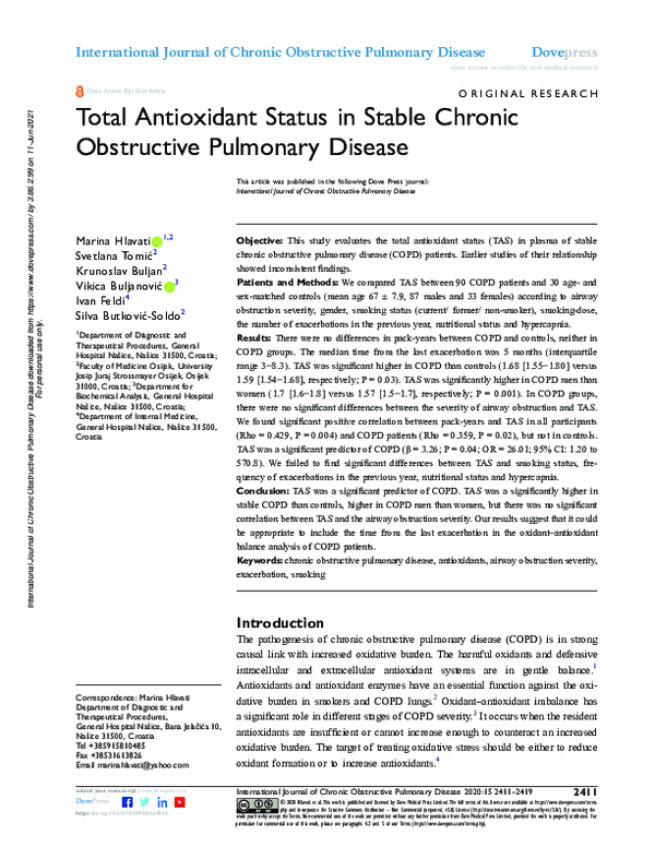 (PDF) Total Antioxidant Status in Stable Chronic Obstructive Pulmonary ...