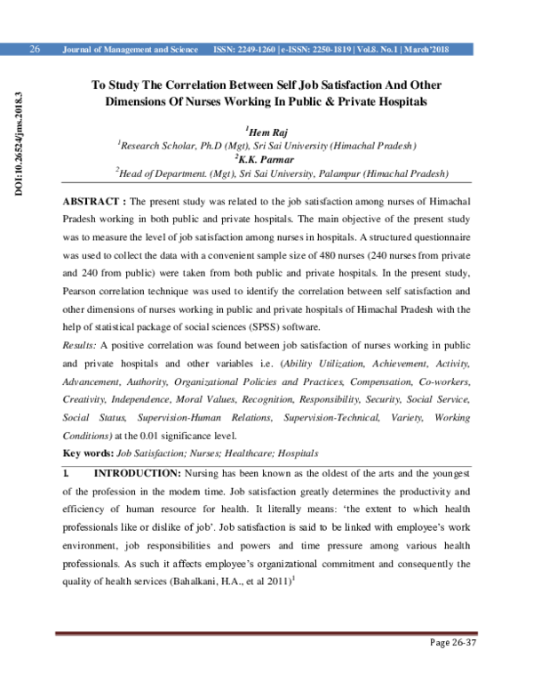 (PDF) To study the correlation between self job satisfaction and other ...
