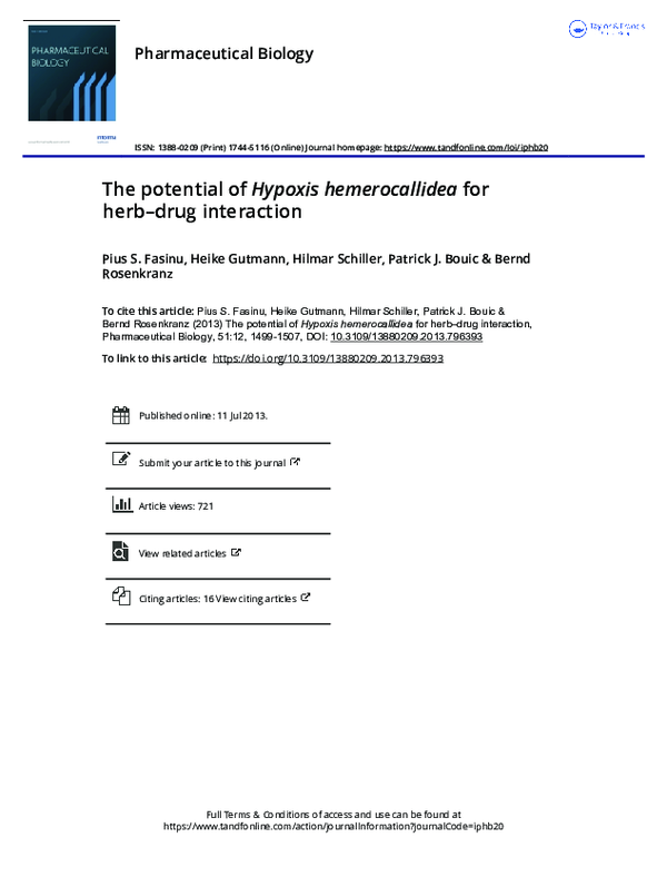 (PDF) The potential of Hypoxis hemerocallidea for herb–drug interaction