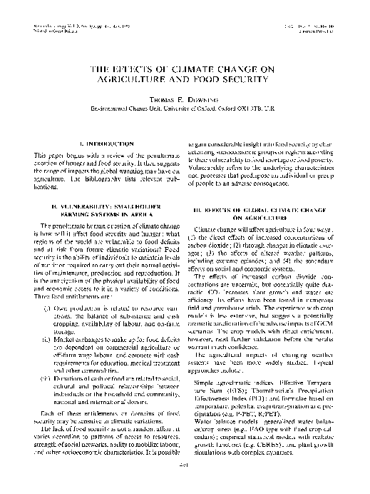 (PDF) The effects of climate change on agriculture and food security