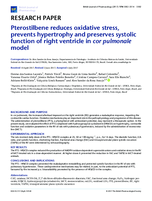 (PDF) Pterostilbene reduces oxidative stress, prevents hypertrophy and ...