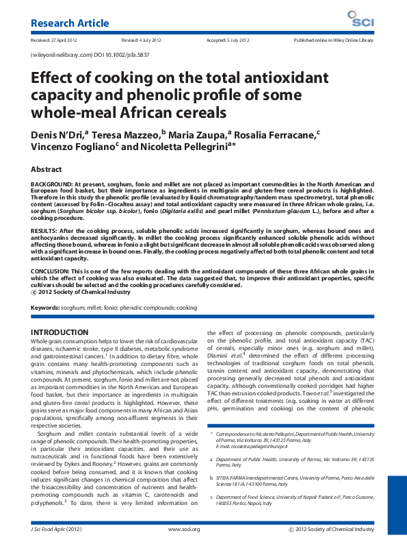(PDF) Effect of cooking on the total antioxidant capacity and phenolic ...