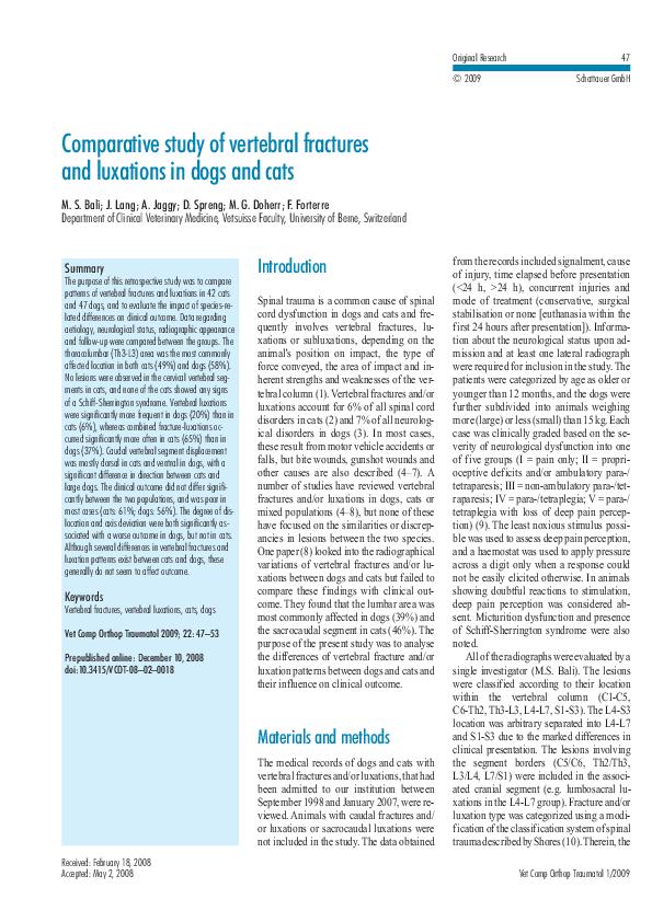 (PDF) Comparative study of vertebral fractures and luxations in dogs ...