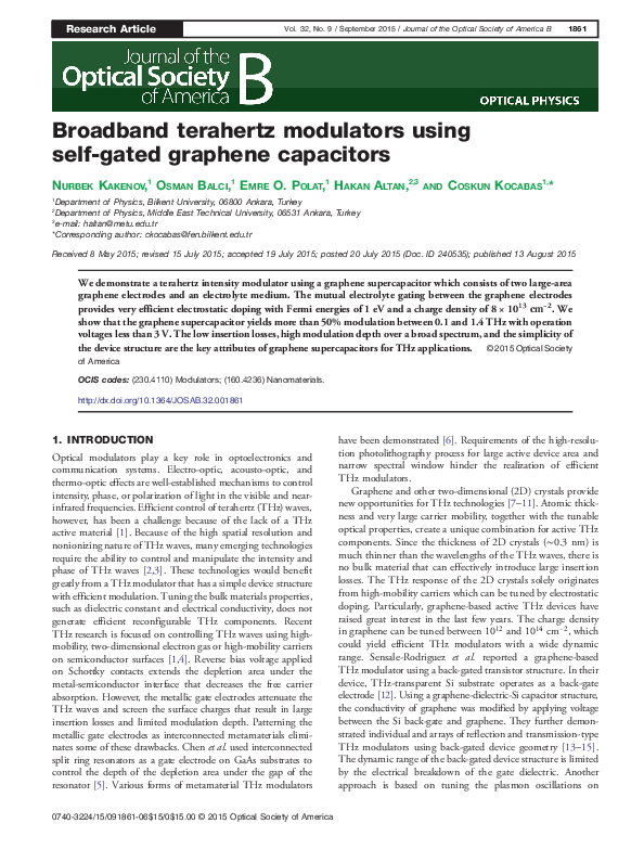(PDF) Broadband terahertz modulators using self-gated graphene capacitors