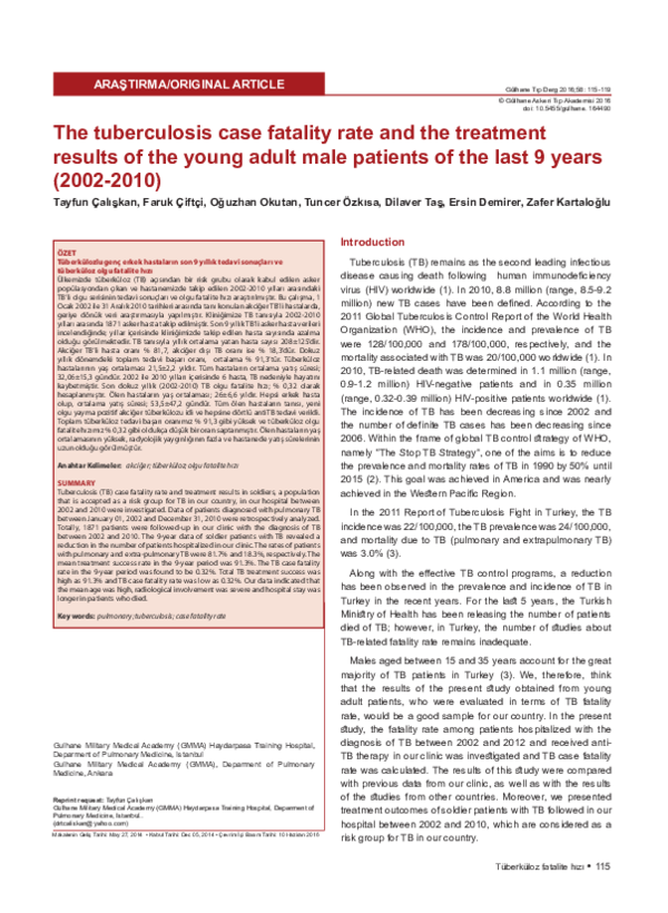 (PDF) The tuberculosis case fatality rate and the treatment results of ...