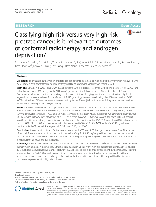 (PDF) Classifying high-risk versus very high-risk prostate cancer: is ...