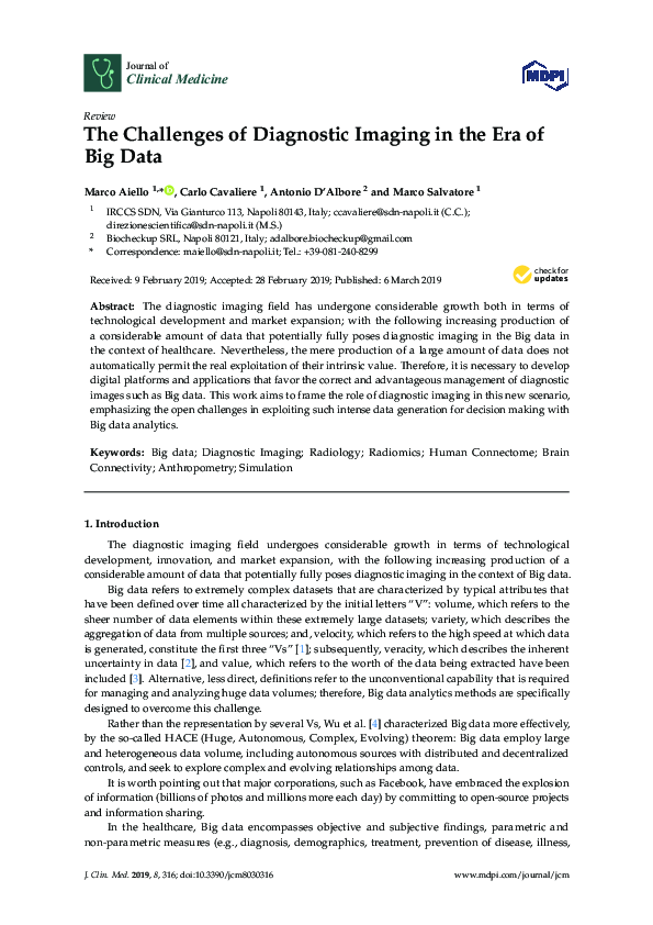 (PDF) The Challenges of Diagnostic Imaging in the Era of Big Data