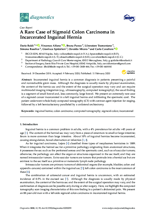 (PDF) A Rare Case of Sigmoid Colon Carcinoma in Incarcerated Inguinal ...