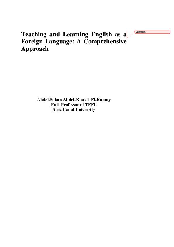(PDF) Teaching and learning English as a foreign language: The role of ...