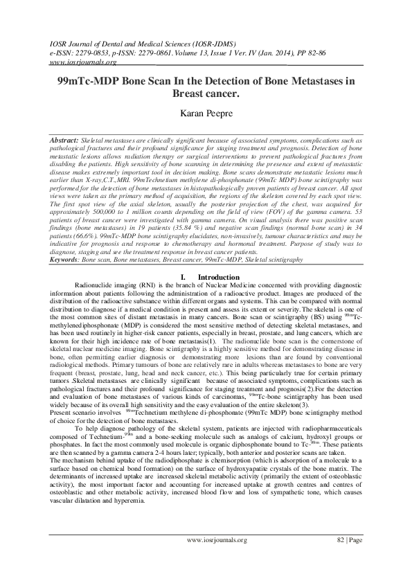 (PDF) 99mTc-MDP Bone Scan In the Detection of Bone Metastases in Breast ...