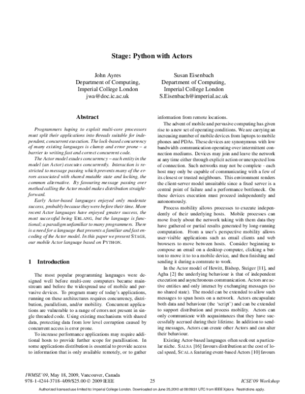 (PDF) Stage: Python with Actors