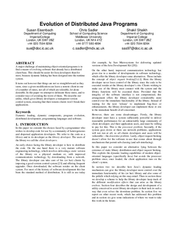 (PDF) Evolution of Distributed Java Programs