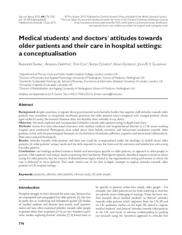 (PDF) Medical students' and doctors' attitudes towards older patients ...