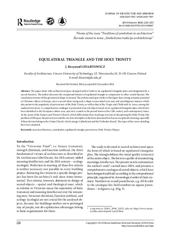 (PDF) Equilateral triangle and the Holy Trinity