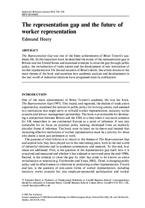 (PDF) The representation gap and the future of worker representation