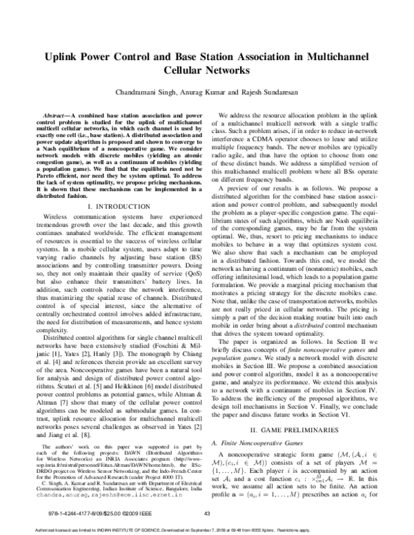 (PDF) Uplink power control and base station association in multichannel ...