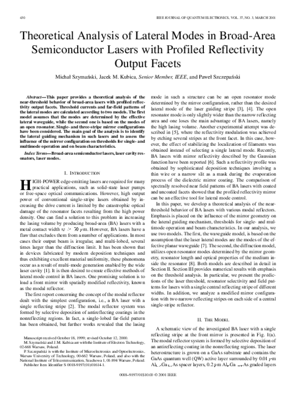 (PDF) Theoretical analysis of lateral modes in broad-area semiconductor ...