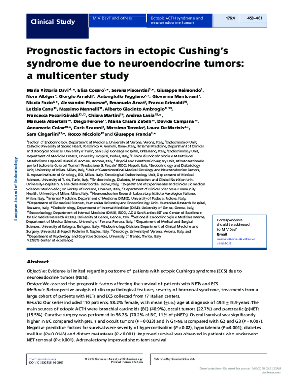 (PDF) Prognostic factors in ectopic Cushing's syndrome due to ...