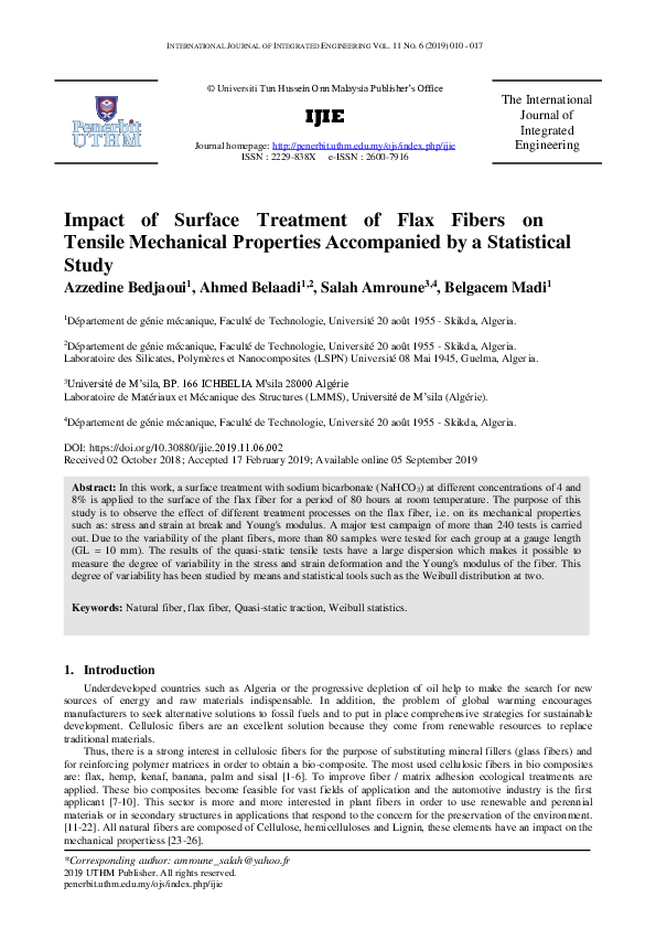 (PDF) Impact of Surface Treatment of Flax Fibers on Tensile Mechanical ...