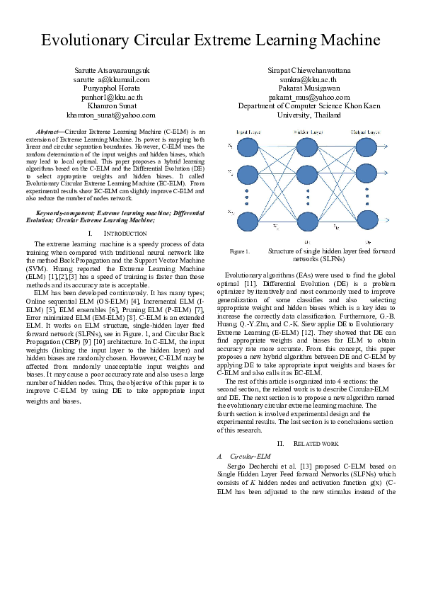 (PDF) Evolutionary Circular Extreme Learning Machine