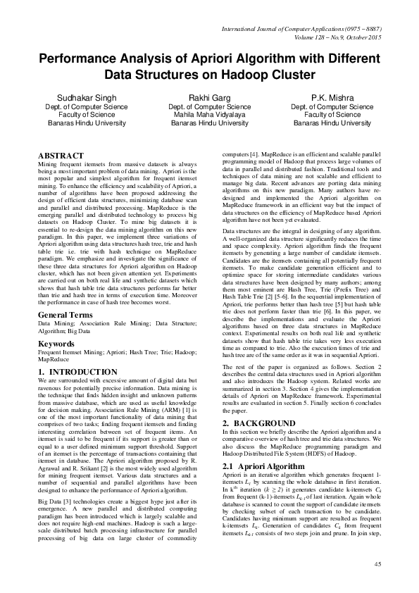 (PDF) Performance Analysis of Apriori Algorithm with Different Data ...