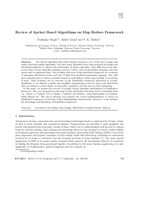 (PDF) Review of Apriori Based Algorithms on Map Reduce Framework