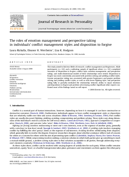 (PDF) The roles of emotion management and perspective taking in ...
