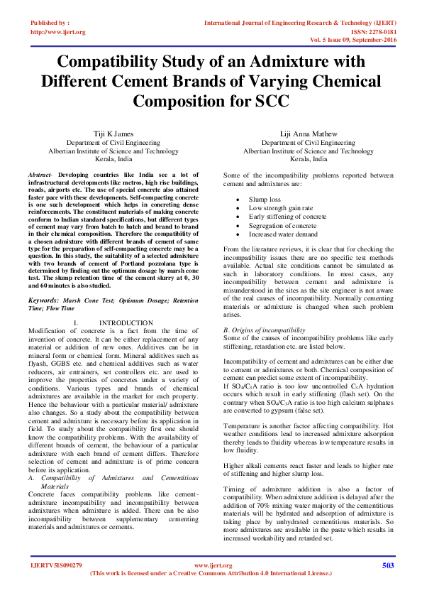 (PDF) Compatibility Study of an Admixture with Different Cement Brands ...