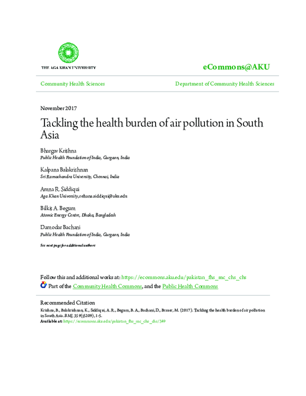 (PDF) Tackling the health burden of air pollution in South Asia