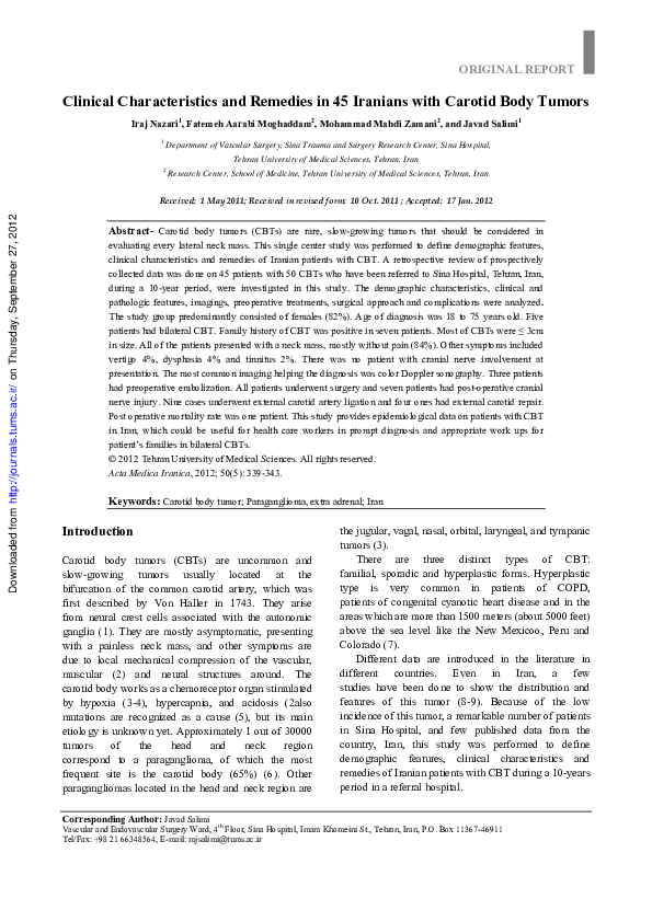 (PDF) Clinical characteristics and remedies in 45 Iranians with carotid ...
