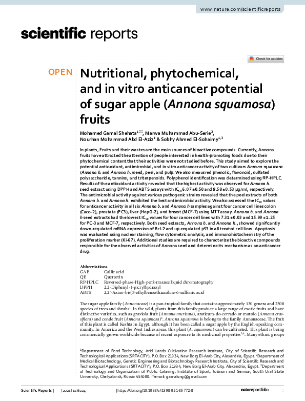 (PDF) Nutritional, phytochemical, and in vitro anticancer potential of ...