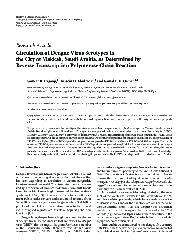 (PDF) Circulation of Dengue Virus Serotypes in the City of Makkah ...